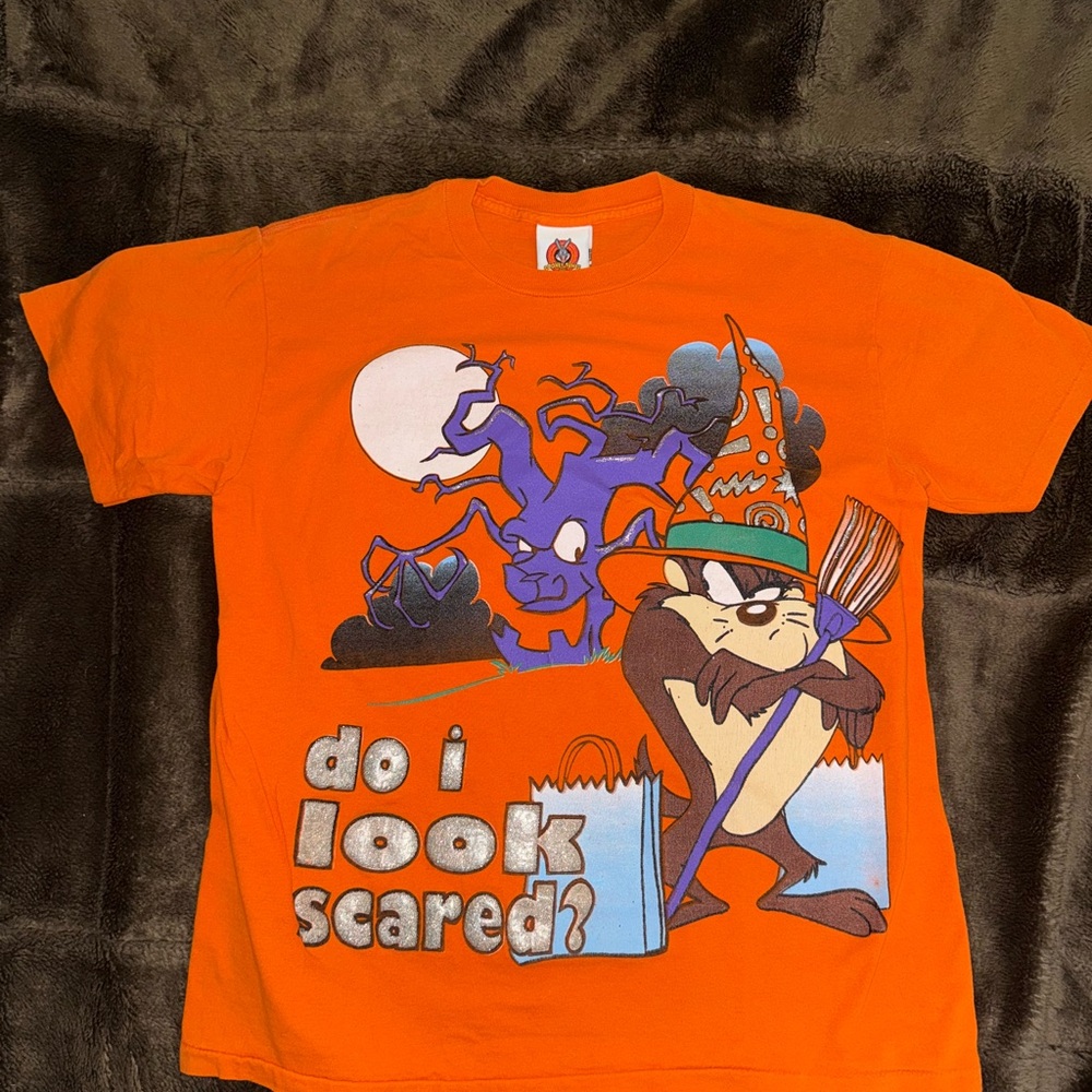 Vintage Taz Devil Halloween Warner Bros. Looney Tunes Orange Tee